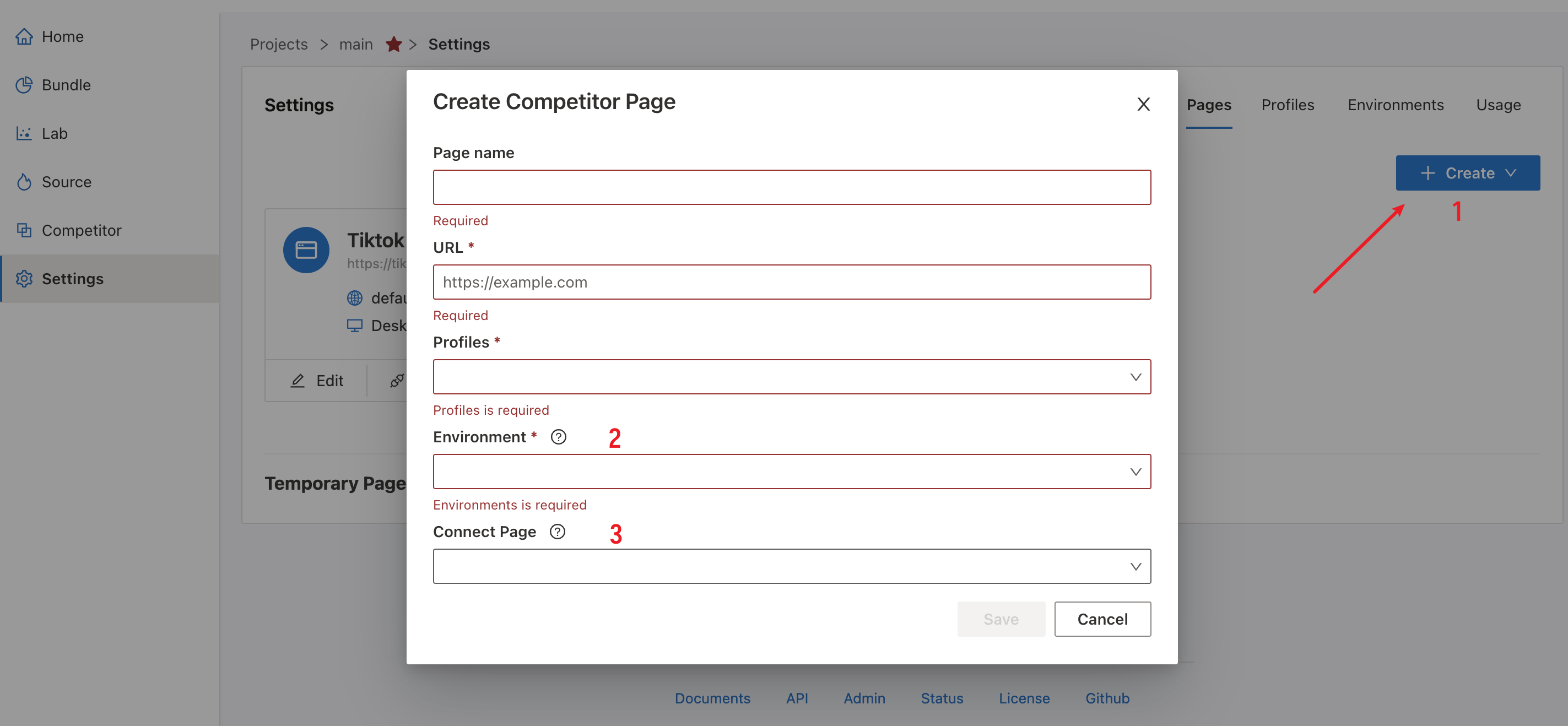 create competitor page