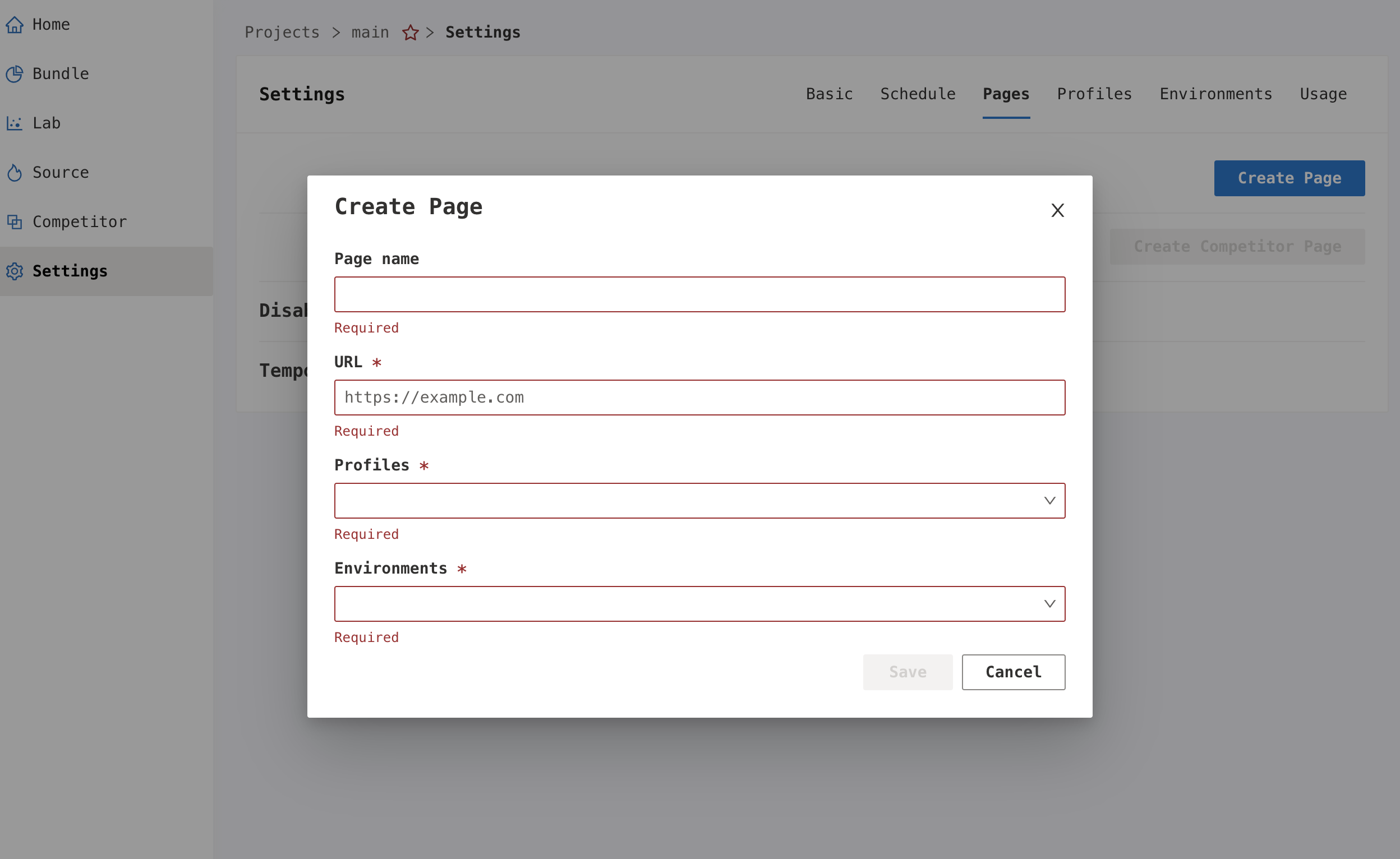 create page